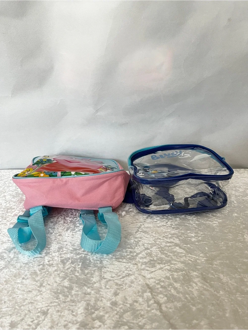 Two Mini Backpack Peppa Pig and Bluey Clear Bag Pink/Blue For Kids
